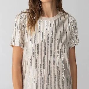 Sanctuary Silver Sequin Short Sleeve Top